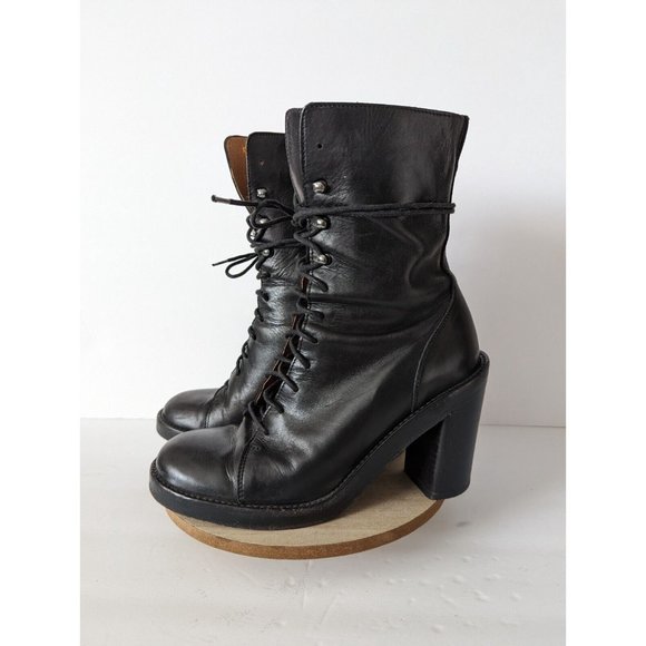 ❤️SOLD❤️Donald J Pliner Womens Boots 6.5 Benito Black Leather Lace Up Combat - Picture 5 of 10